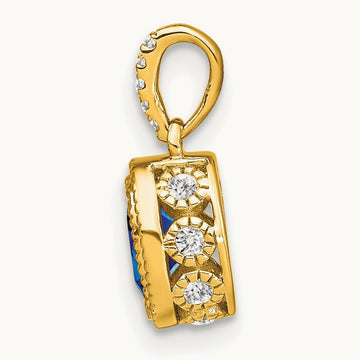 Oval Sapphire and Diamond Pendant — 14K Yellow Gold