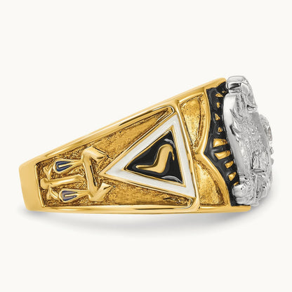 14ktt IBGoodman Men's Enamel & Dia 32nd Scottish Rite Masonic Ring