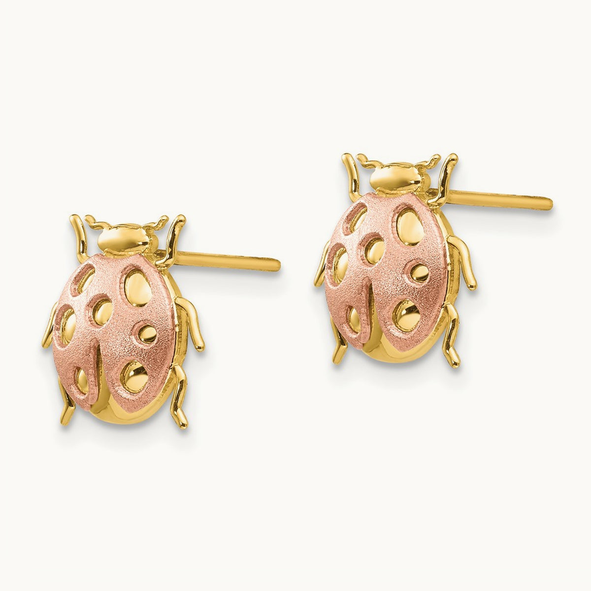 Ladybug Post Earrings, 14K Two-tone