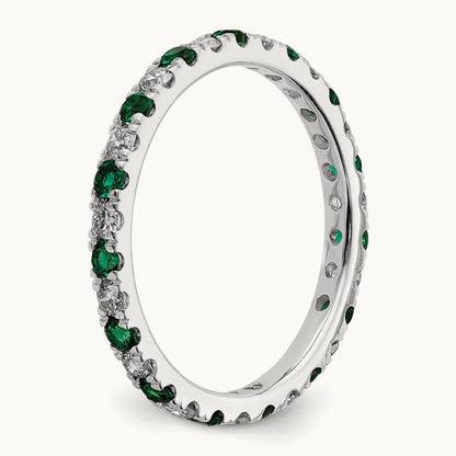 Created Emerald Eternity Band — 14K White Gold, 2.25 mm