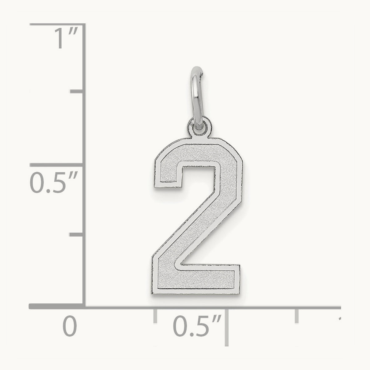 Medium Satin Number 2 Charm — 14K White Gold