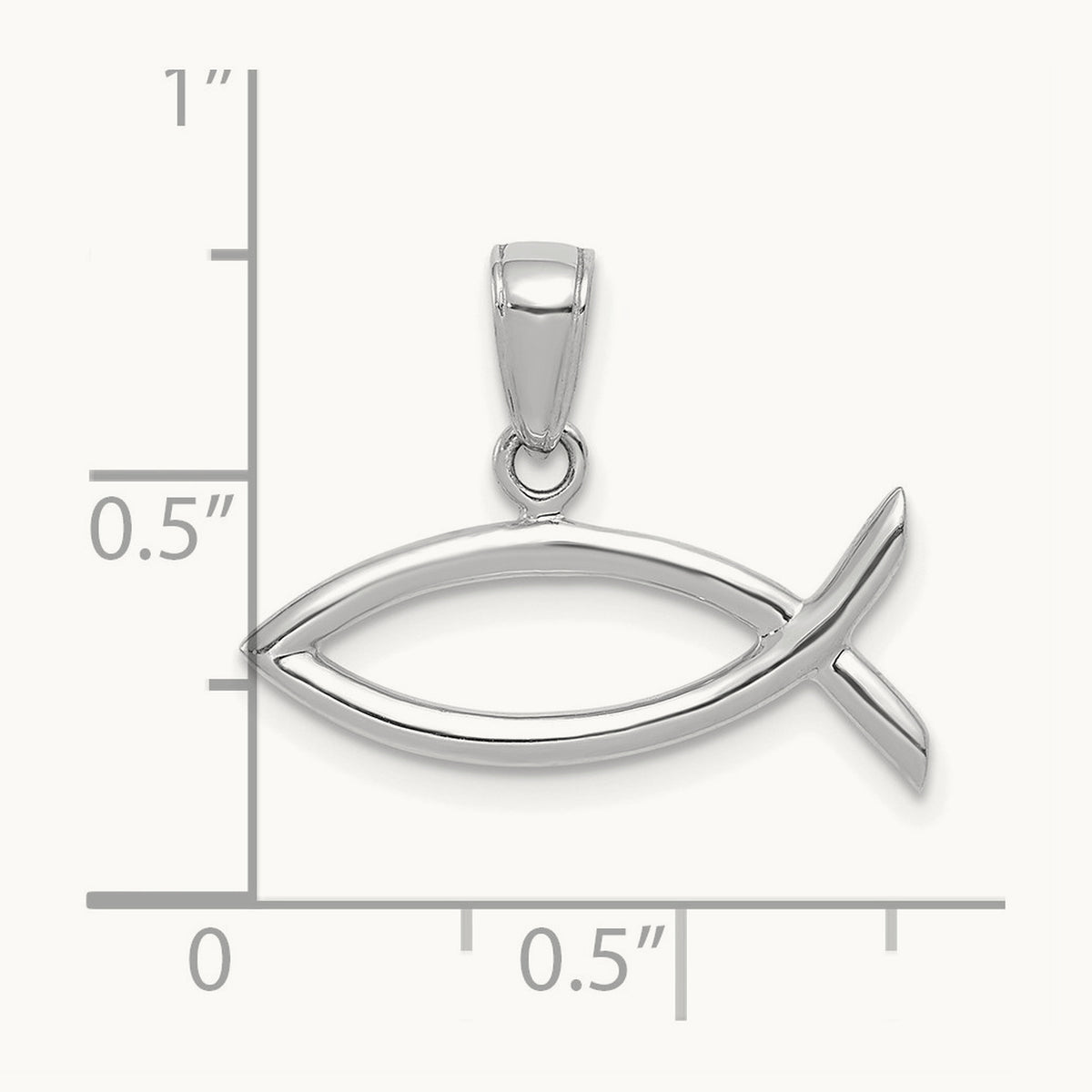 Ichthus Fish Pendant — 14K White Gold