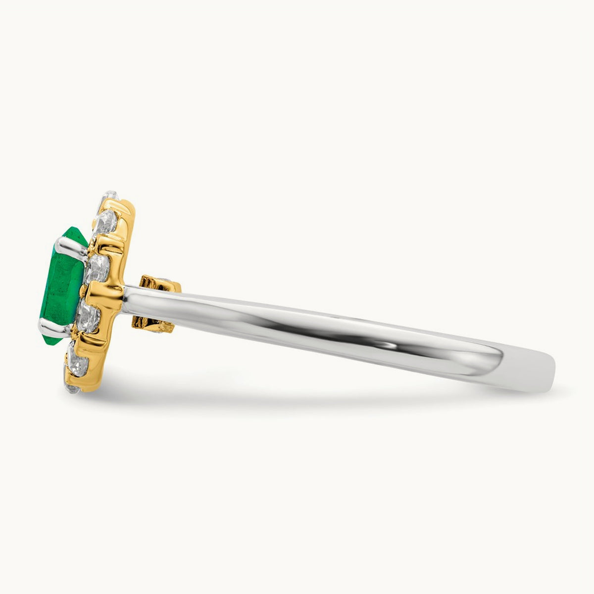Created Emerald Halo Ring — 14K Two-Tone, 7