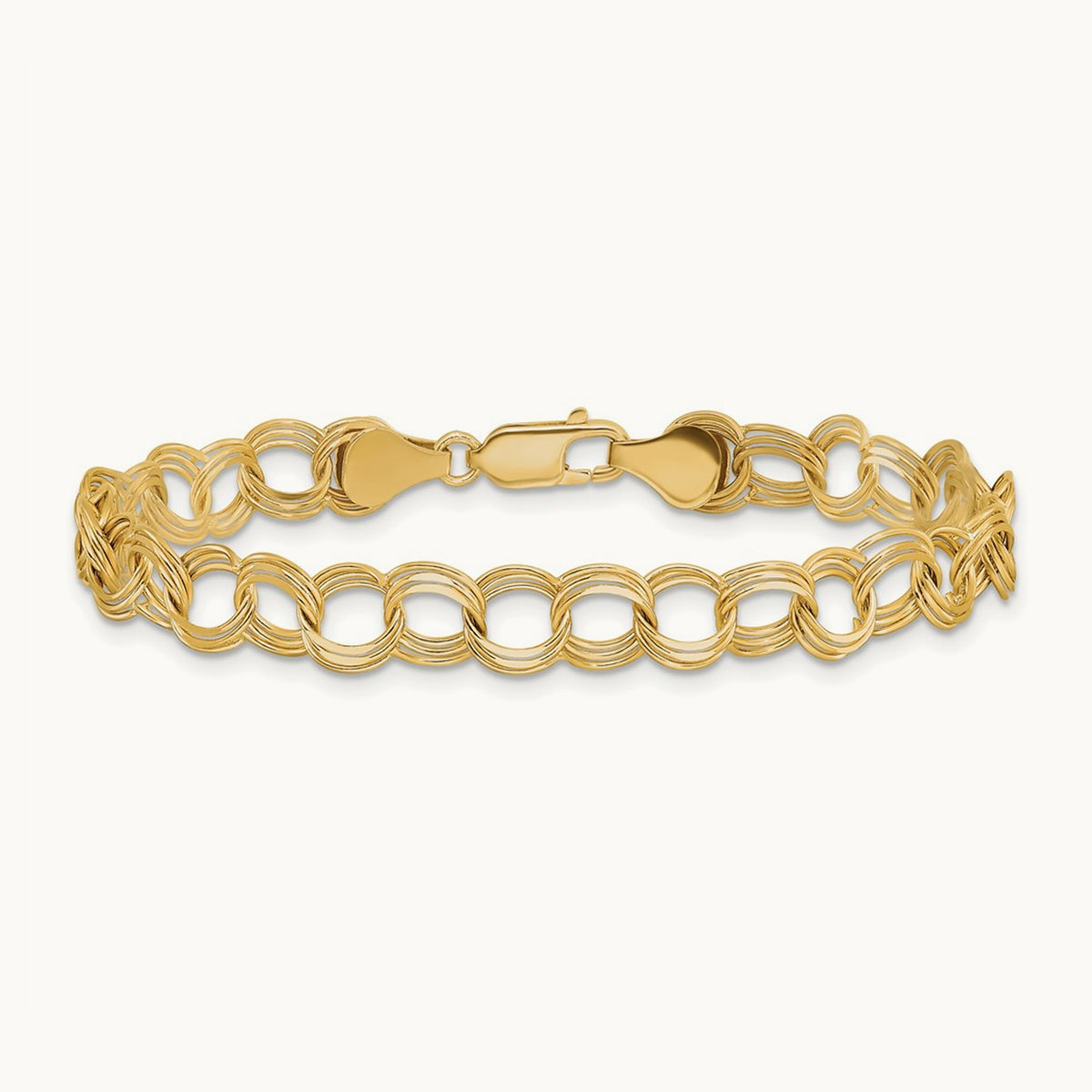Triple Link Charm Bracelet — 14K Yellow Gold