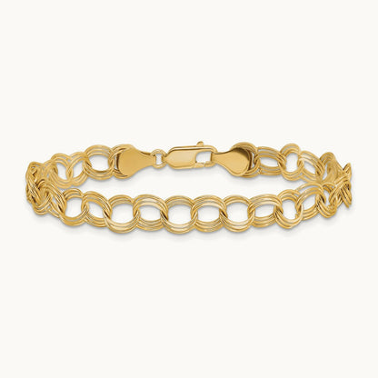 Triple Link Charm Bracelet — 14K Yellow Gold
