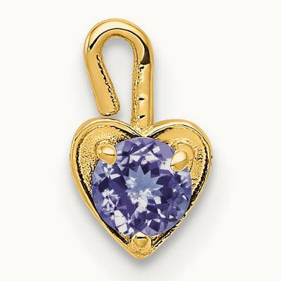 June Synthetic Birthstone Heart Charm — 14K Yellow Gold