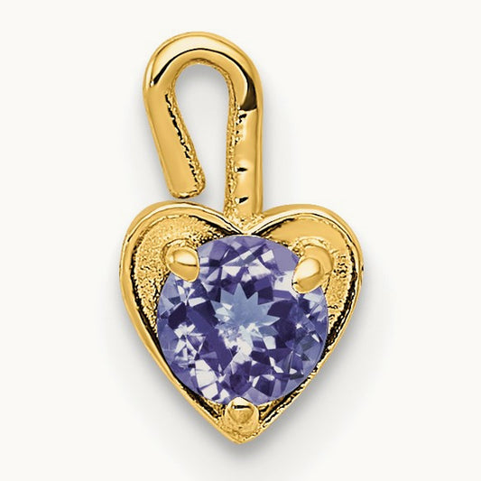 June Synthetic Birthstone Heart Charm — 14K Yellow Gold