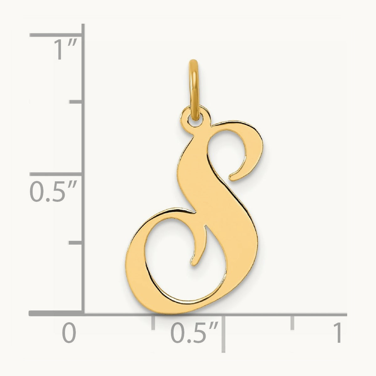 Large Fancy Script Initial Charm — 14K Yellow Gold, S