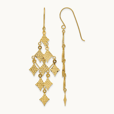 Diamond-cut Chandelier Earrings, 14K