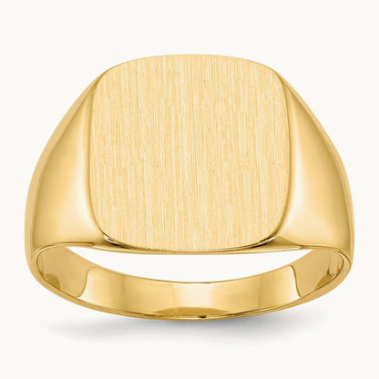 13.5x15. Closed Back Mens Signet Ring, 0mm, 14K