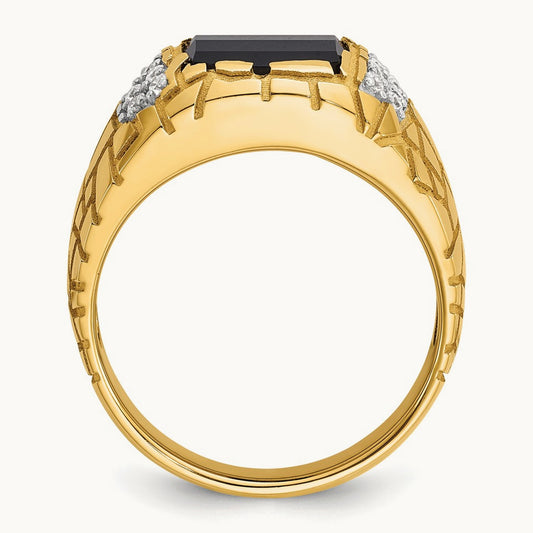 Onyx Nugget Men's Ring, 0.25 ct tw Lab-Grown Diamond