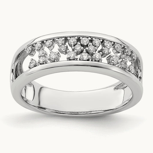 Polished Fancy Diamond Band, 14K White Gold