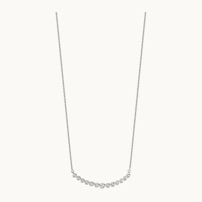 Diamond Curved Bar Necklace, 14K White Gold