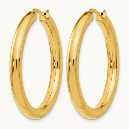 Tube Earrings — Yellow Gold, 3.5mm