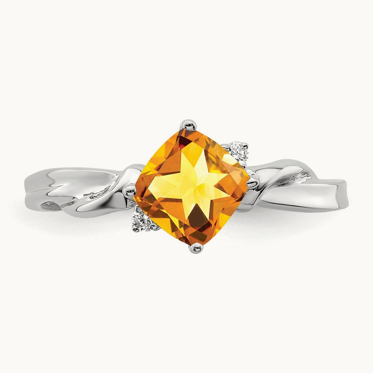 Cushion Citrine and Diamond Ring — photo set