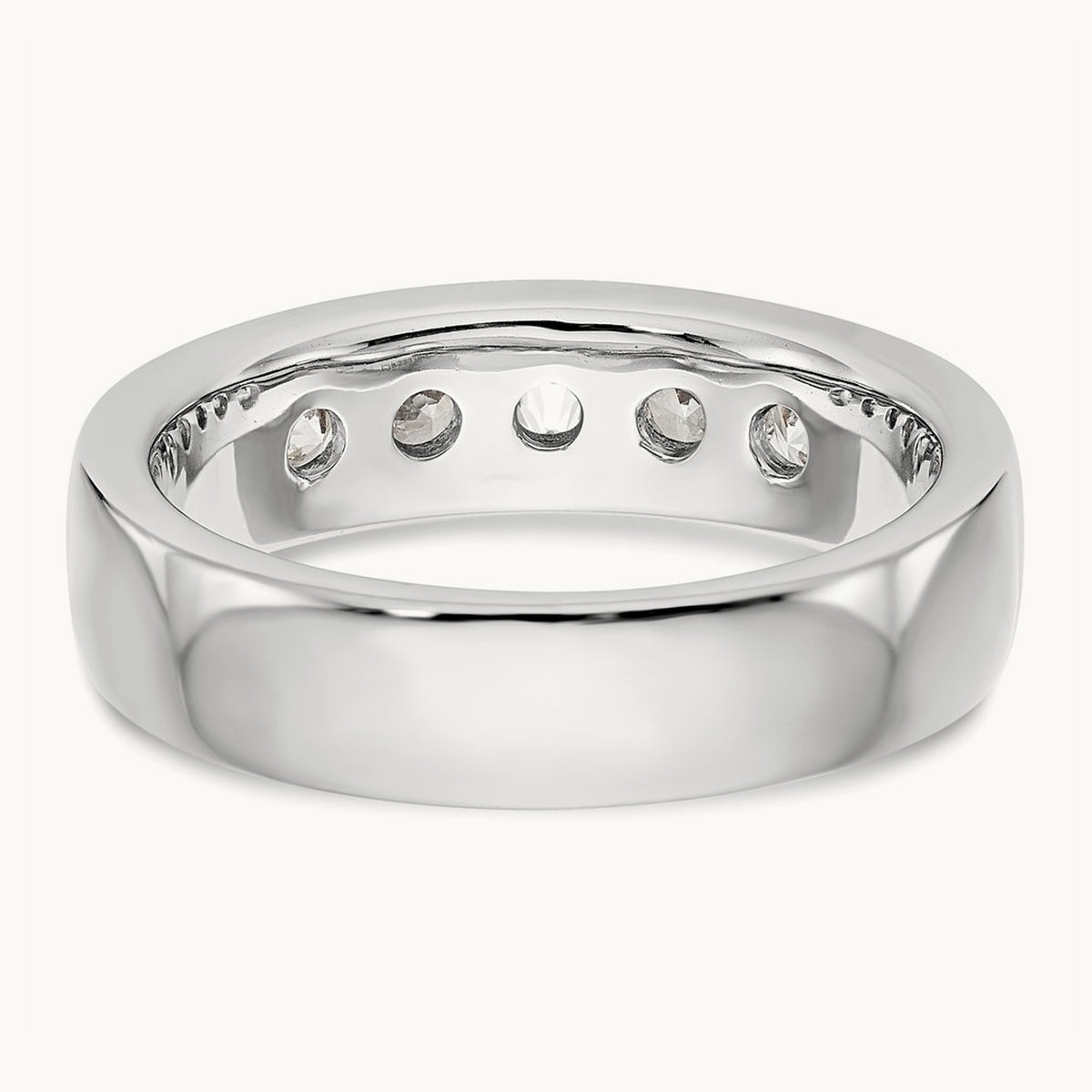 5-Stone Diamond Channel Band, 14K White Gold