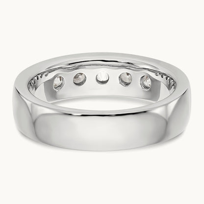 5-Stone Diamond Channel Band, 14K White Gold