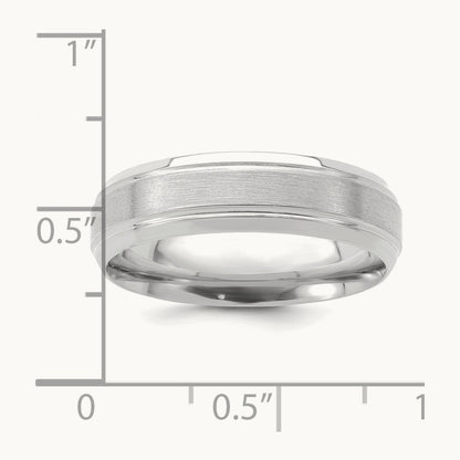 Standard Comfort Fit Brush Satin Fancy Band, 14K White Gold