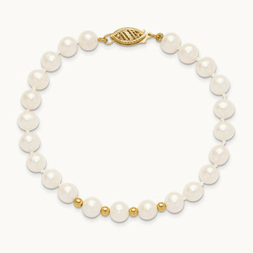 6- White FW Cultured Pearl 18in. Necklace 7.25 Bracelet Earring Set, 7mm, 14K