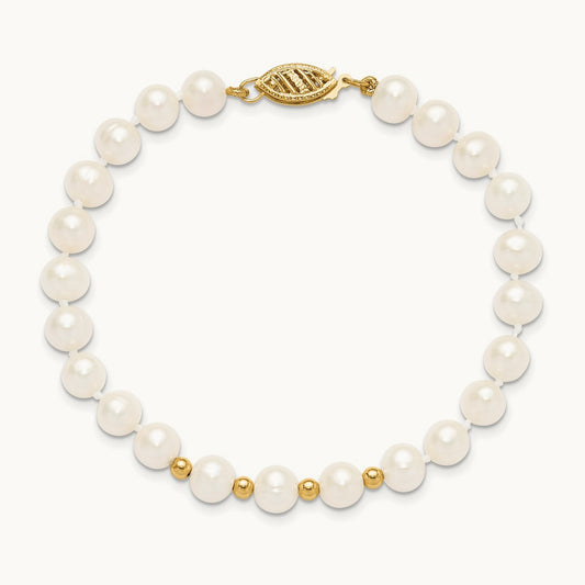 6- White FW Cultured Pearl 18in. Necklace 7.25 Bracelet Earring Set, 7mm, 14K