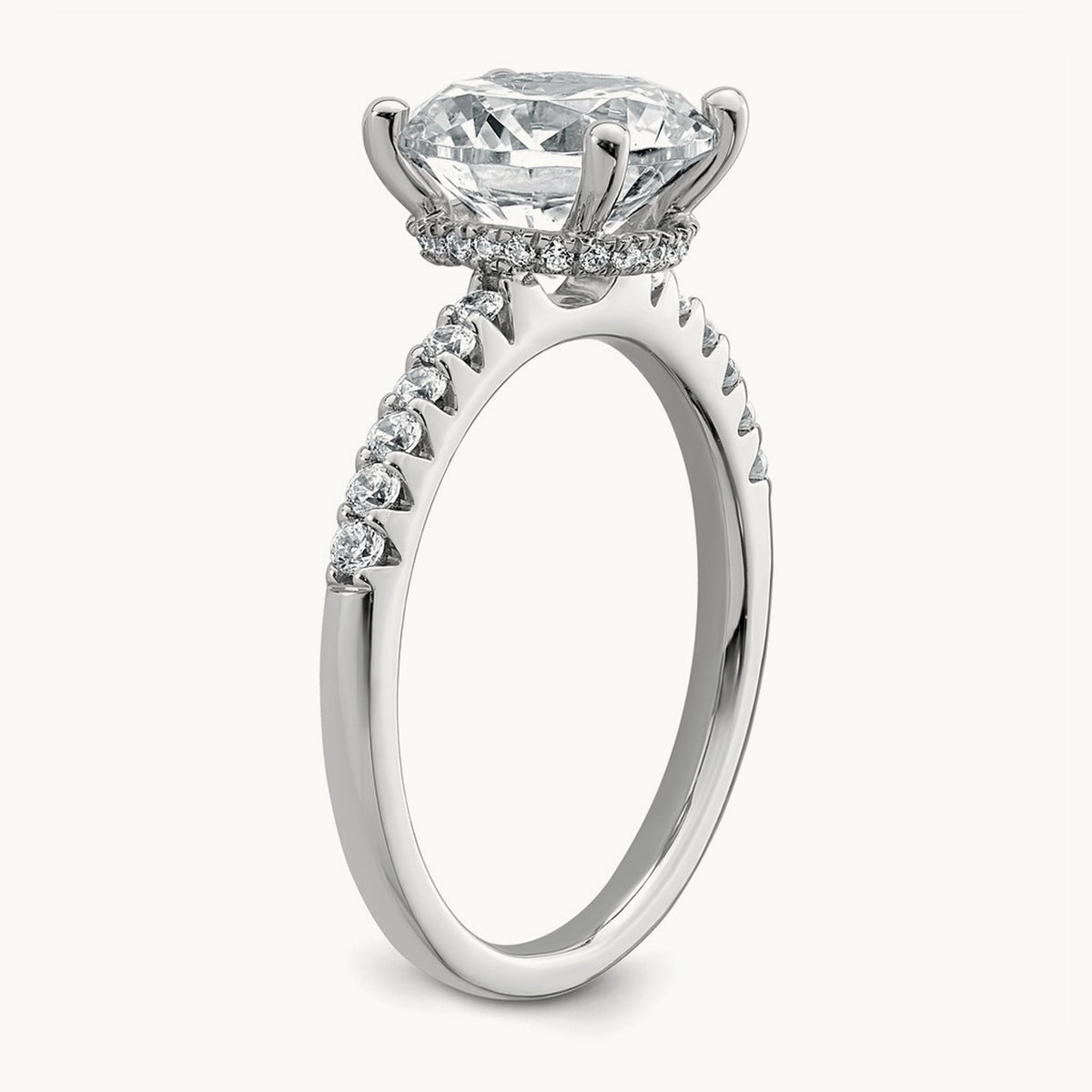 Round Engagement Ring, 1.25-2.75 ct tw Lab-Grown Diamond — 2 3/4 ct, 14K White Gold