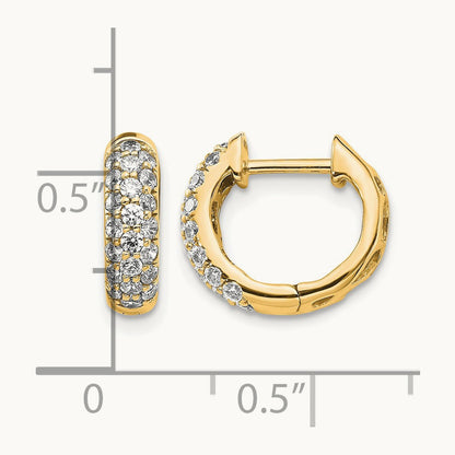 Diamond Hinged Hoop Earrings, 14K Yellow Gold