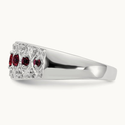 Created Ruby Fancy Ring, 0.20 ct tw Lab-Grown Diamond