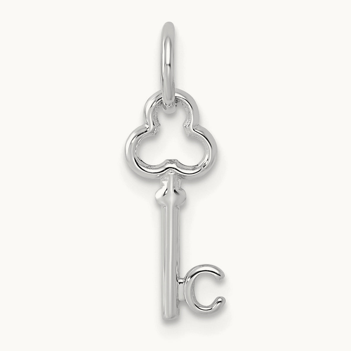 Key Initial Charm — 14K White Gold, C