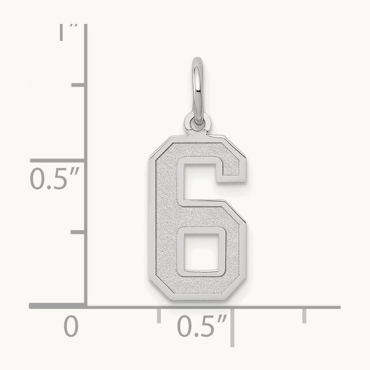 Medium Satin Number 6 Charm — 14K White Gold