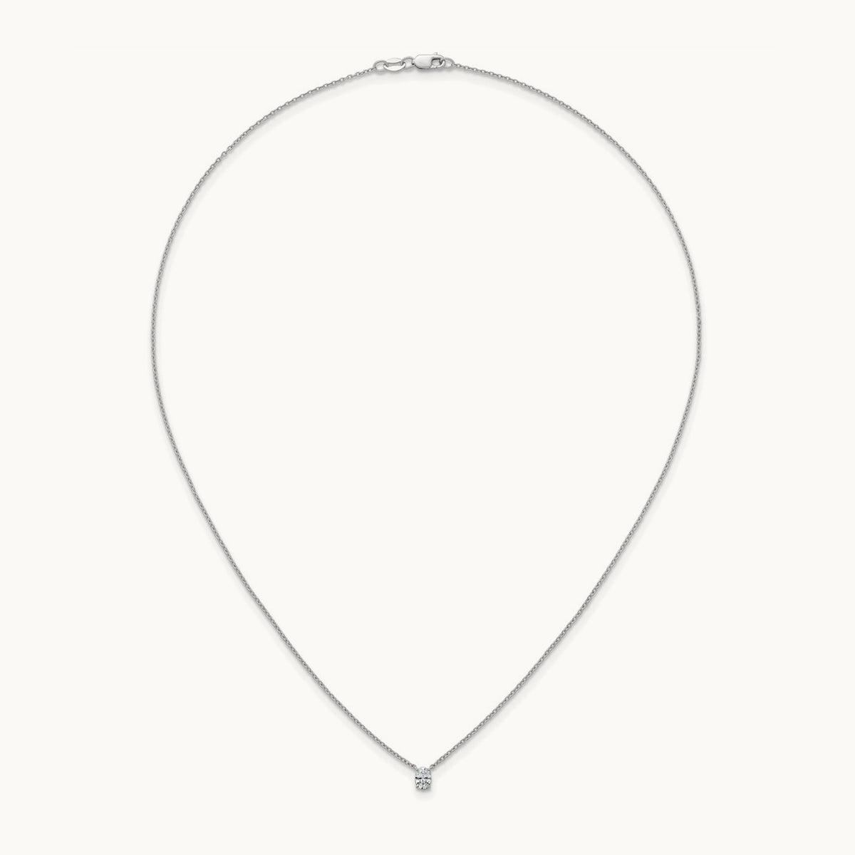 Oval Pendant Necklace, 0.25-4.00 ct tw Lab-Grown Diamond — 1/4 ct, VS (Best), 14K White Gold