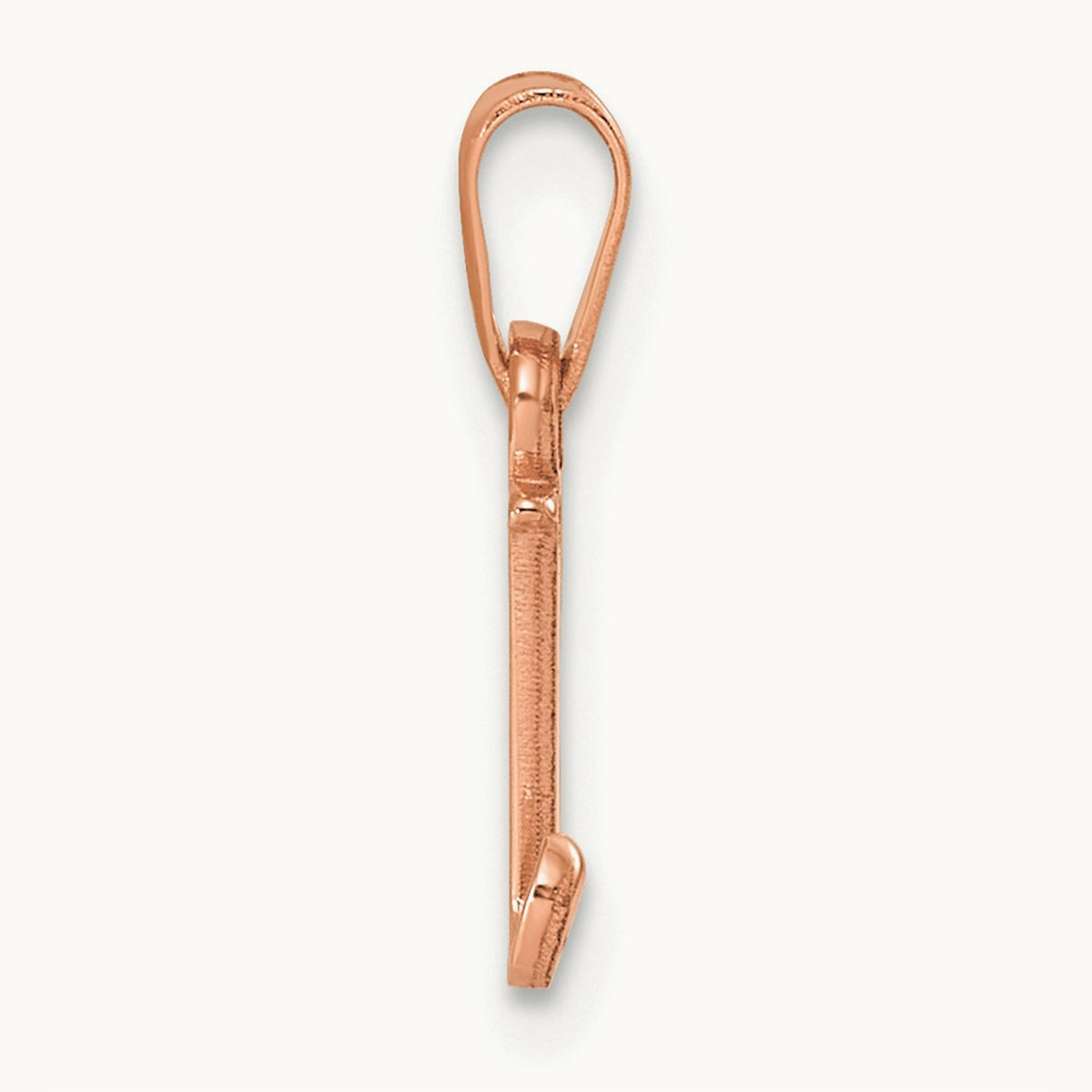 Polished Block Initial Pendant — 14K Rose Gold, J