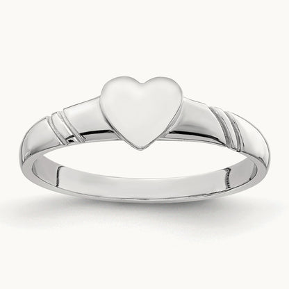 Polished Heart Children's Ring, 14K White