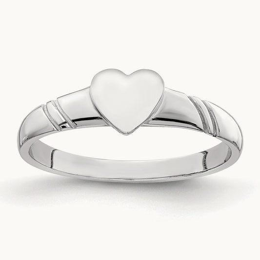 Polished Heart Children's Ring, 14K White