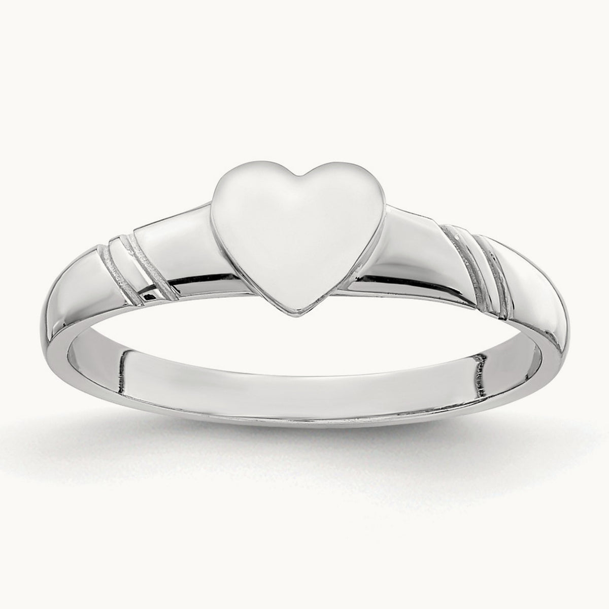 Polished Heart Children's Ring, 14K White