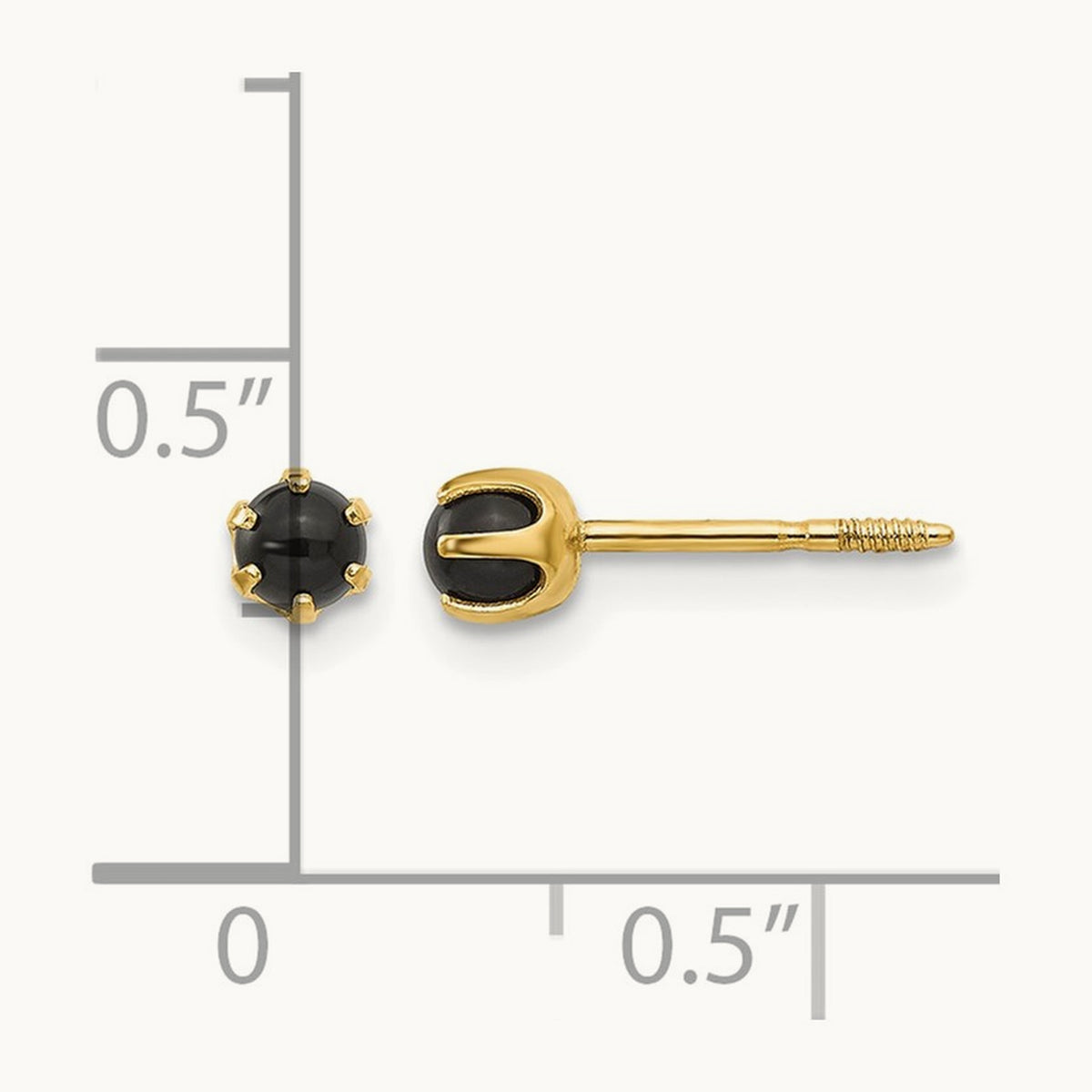 Madi K Onyx Post Earrings, 3mm, 14K