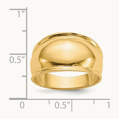 Ridge-edged Dome Ring, 14K