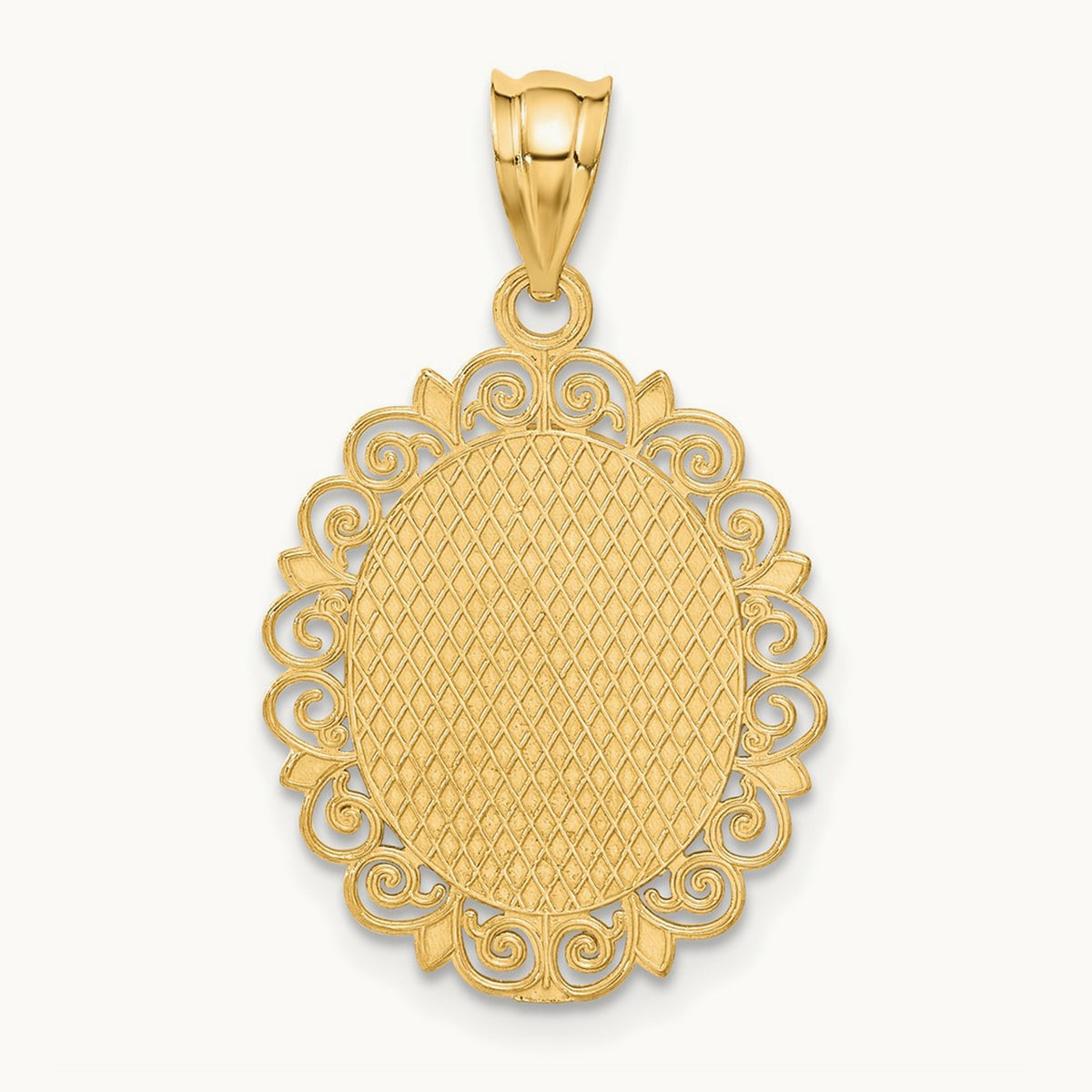 Solid Satin Polished Aquarius Zodiac Oval Pendant, 14K