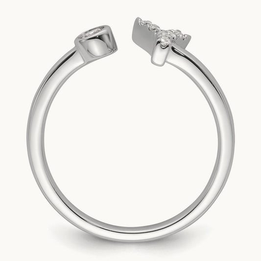 Initial Y Adjustable Ring, 0.10 ct tw Lab-Grown Diamond