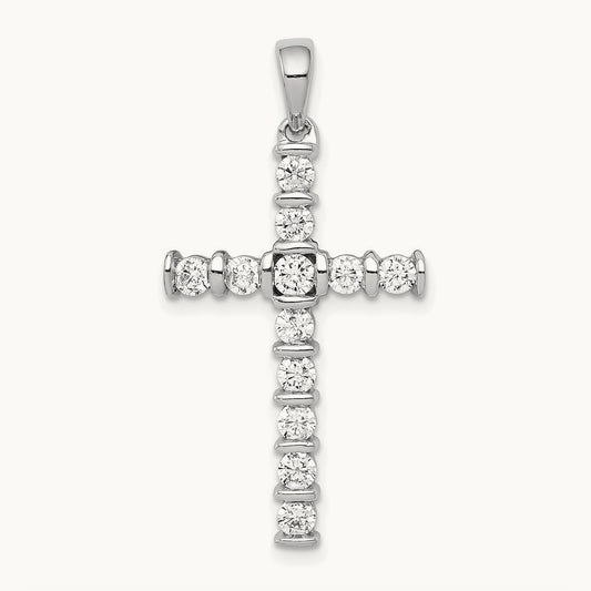 AA 3/4ct. Diamond Latin Cross Pendant, 14K White Gold
