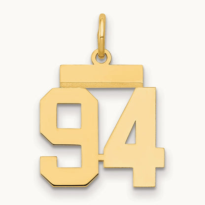 Small Polished Number 94 Charm, 14K