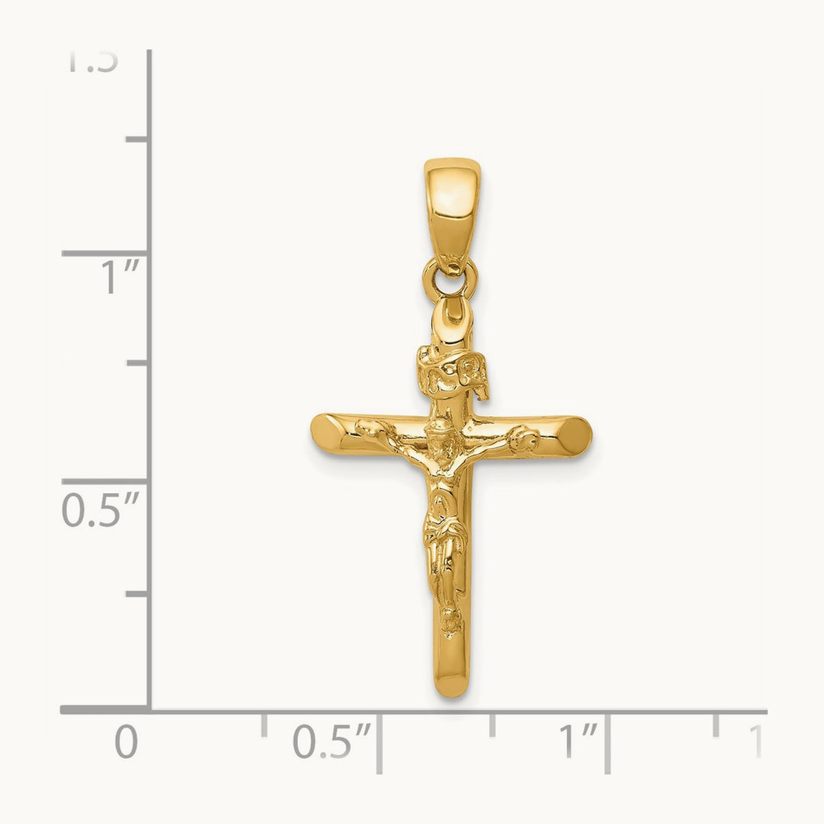 Polished Crucifix Cross Pendant, 14K
