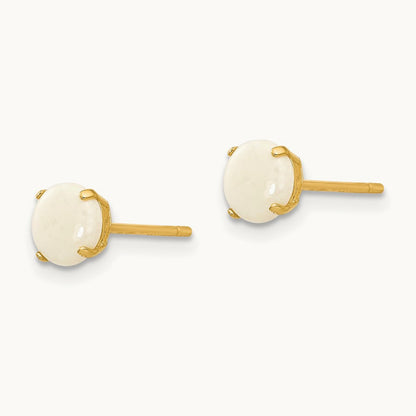 Madi K Round Opal Post Earrings, 5mm, 14K