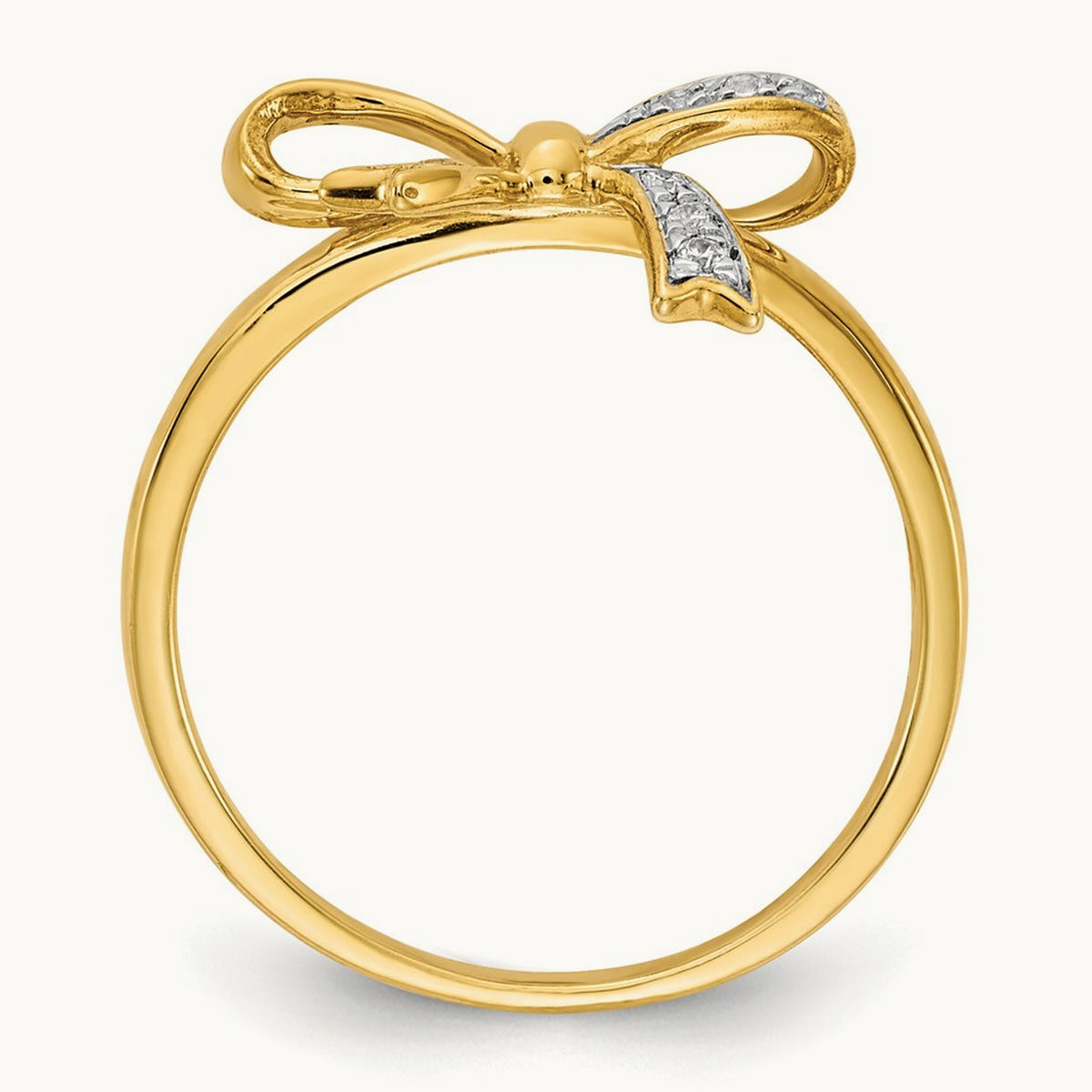 Diamond Bow Ring — 14K Two-Tone Gold