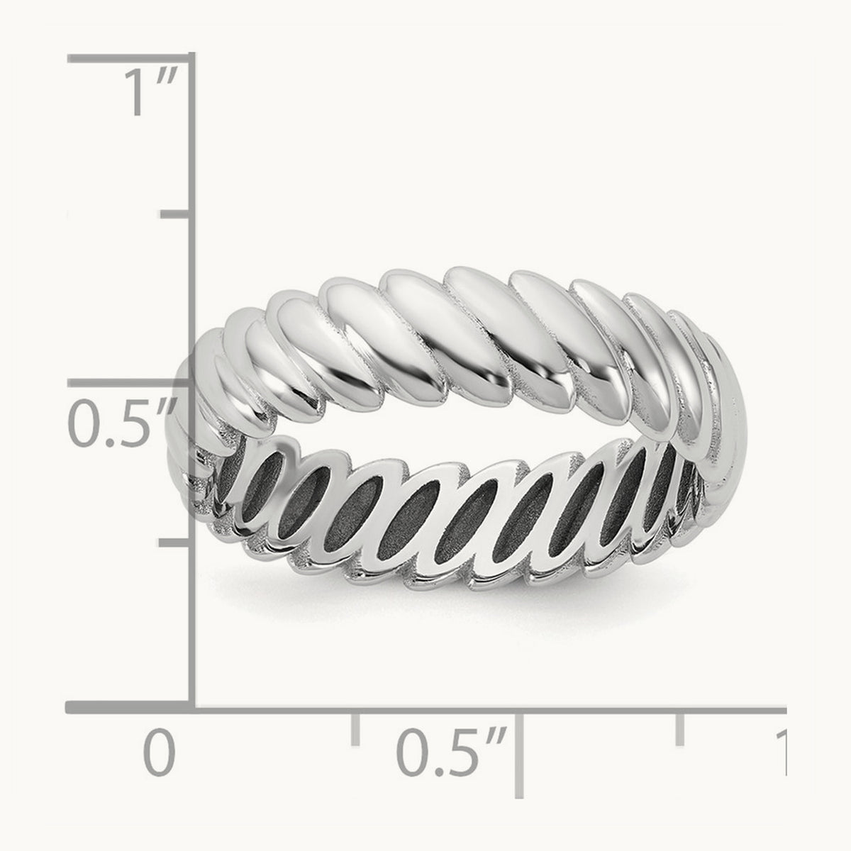 IB Goodman Men's Polished Twisted Ring, 6mm — 14K White Gold