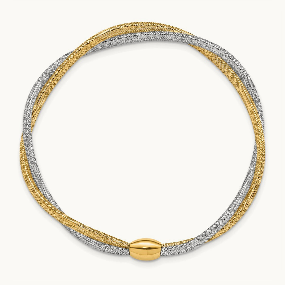 Twisted Woven Mesh Stretch Bracelet, 14K with Rhodium