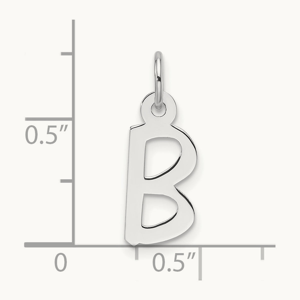 Slanted Block Initial Charm — 14K White Gold, B