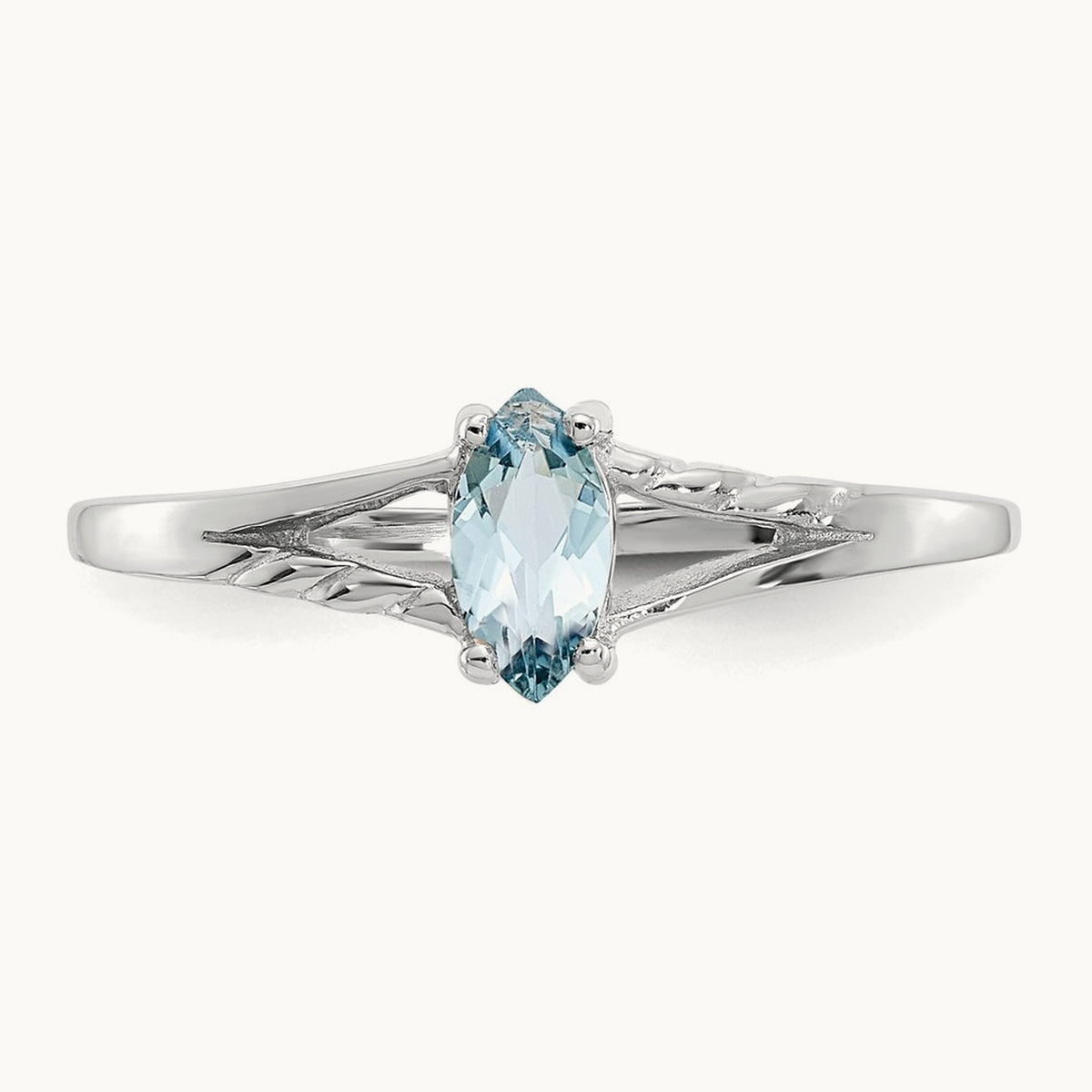 Aquamarine Birthstone Ring, 14K White Gold
