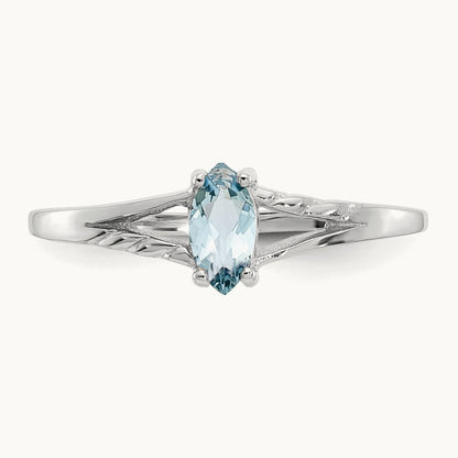 Aquamarine Birthstone Ring, 14K White Gold