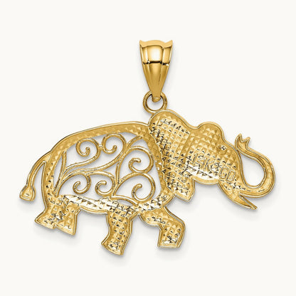 Filigree Elephant Pendant, 14K
