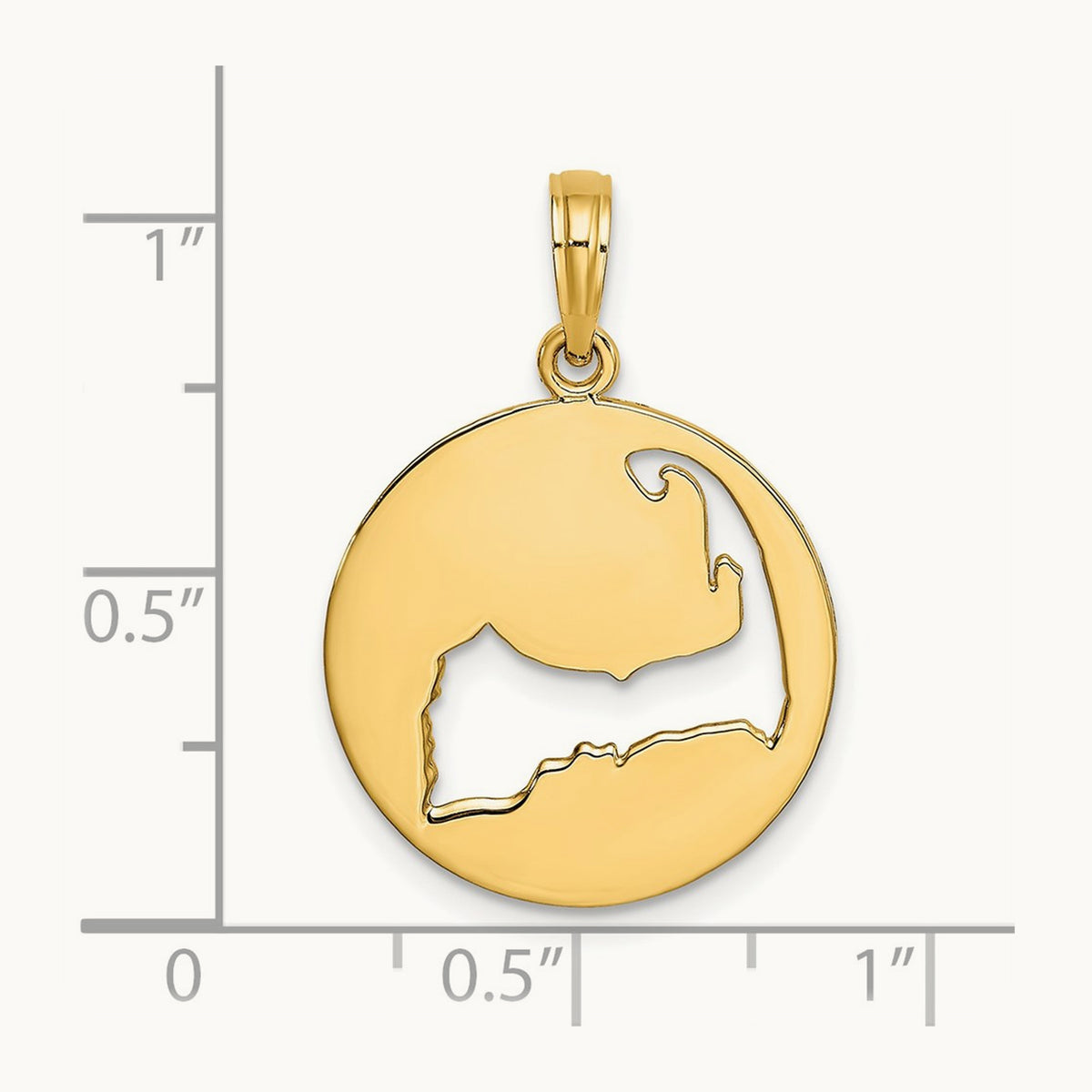 Polished Cut-Out CAPE COD Map Charm, 14K
